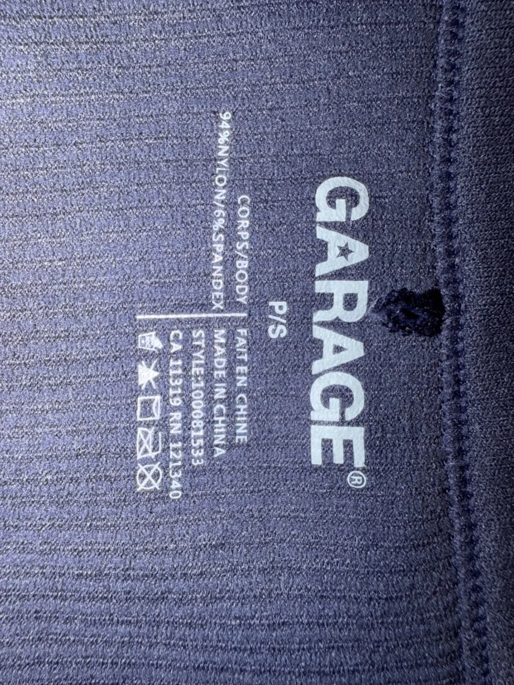 Garage - Ribbed V-Neck Short Sleeve Cropped Shirt - Small - Purple